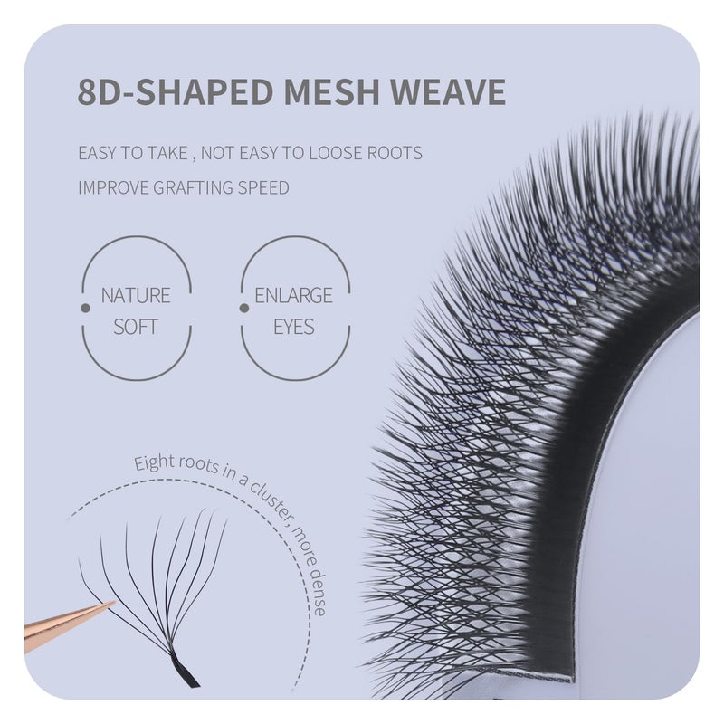 ANNAFRIS 8D Premade Fan W Shape Eyelash Extensions 0.07 C Curl 11mm Volume Self Fanning False Lashes Makeup Supplies Professional Use Lash Extension(0.07 C, 11mm) - Image 3
